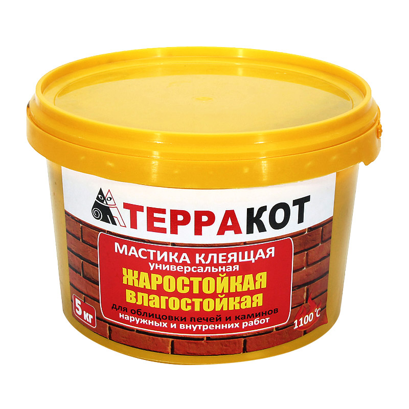 Мастика жаростойкая клеящая ТЕРРАКОТ, 5 кг